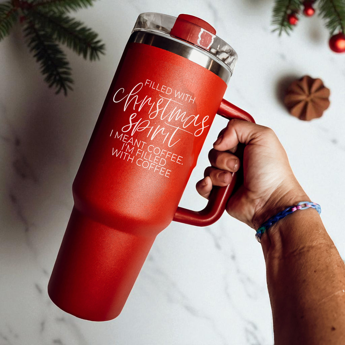 Red Christmas coffee tumbler 40oz - filled with Christmas spirit I meant coffee Im filled with coffee
Green Christmas coffee tumbler 40oz 
Christmas tumbler set red and green 
Festive Christmas coffee tumblers  40oz
Holiday drinkware red green